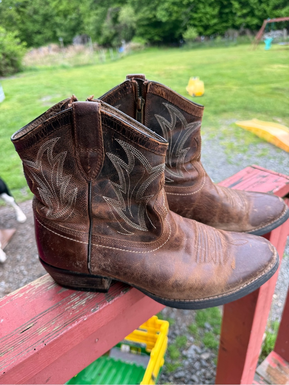 Ariat Brown Leather Western Ankle Boots
